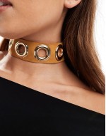 choker with faux suede and eyelet design