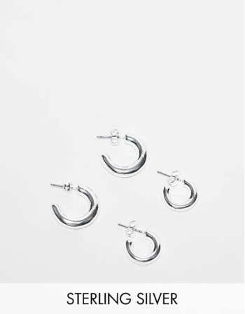 2-pack everyday hoop earrings in plated sterling silver