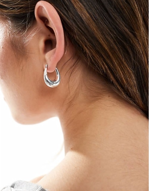 oval hoop earrings in sterling silver