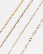 pack of 4 fine chain bracelets in gold tone