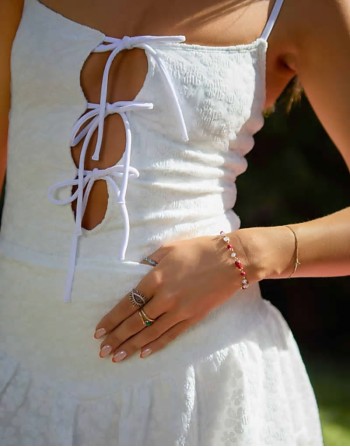 x Misha Grimes strawberry embellished beaded bracelet in red